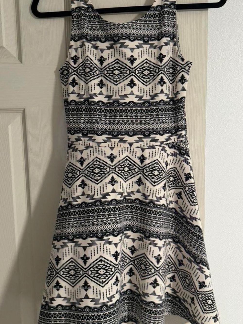 H&M Black and White Aztec Fit-and-Flare Dress